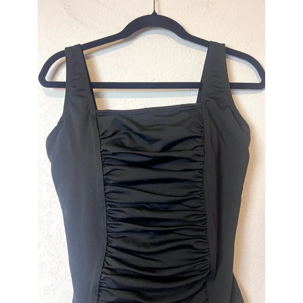 Speedo Plus Size 10 Solid Shirred Tank One Piece Swimsuit